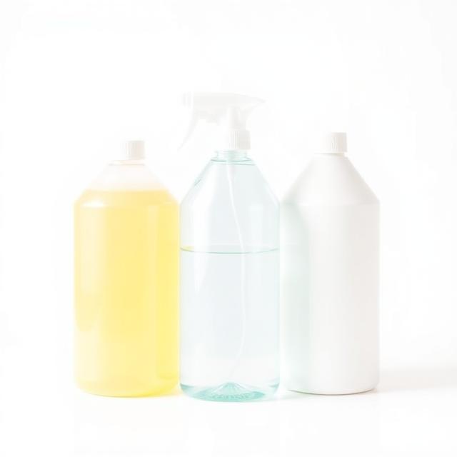 Frascos de detergente e desinfetante para limpeza
